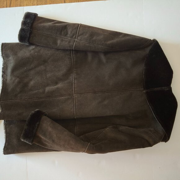 Liz Claiborne Collection Real Suede Coat w/ Faux Shearling Lining – Size 14 – He - Picture 12 of 14